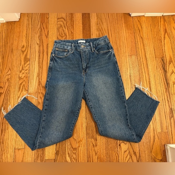 Good American Classic Jeans Size 8/29 Raw Hem Medium Wash High Rise - Picture 6 of 6